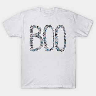 Halloween Boo Line Art - Blue T-Shirt